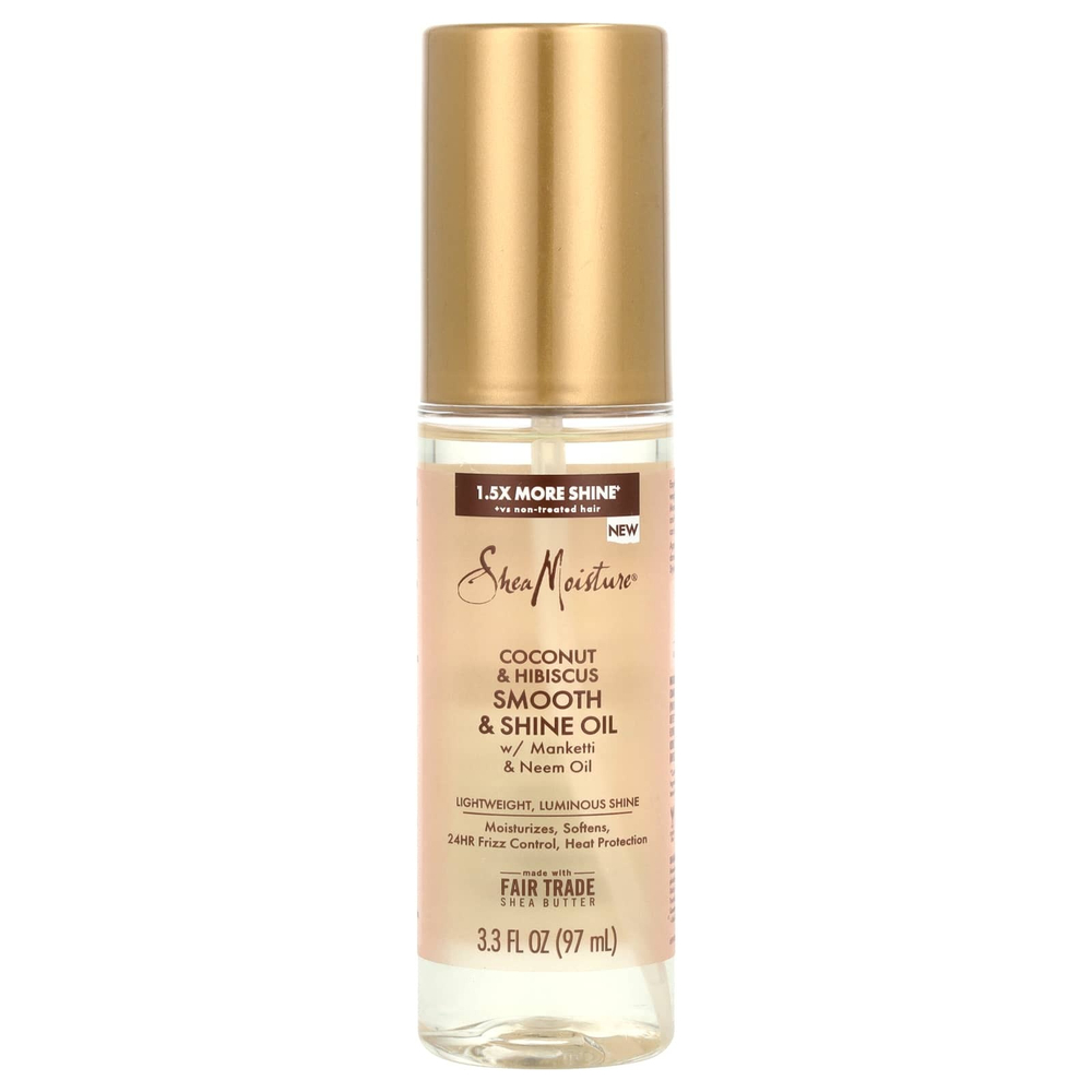 SheaMoisture, Масло для гладкости и блеска, кокос и гибискус, 97 мл (3,3 жидк. унц.)