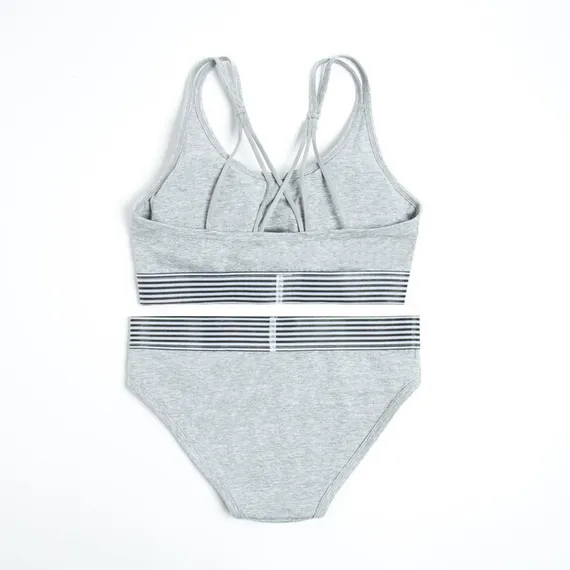 Комплект женский (топ с тонкими лямками, трусы), цвет серый МИКС, размер 44-46