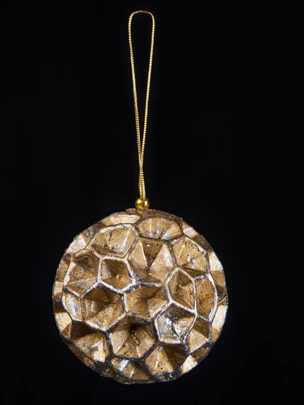 Винтажный шар Сокровища Посейдона - Губка, 13 см., золото/серебро, 1 шт., Christmas DeLuxe (89038)