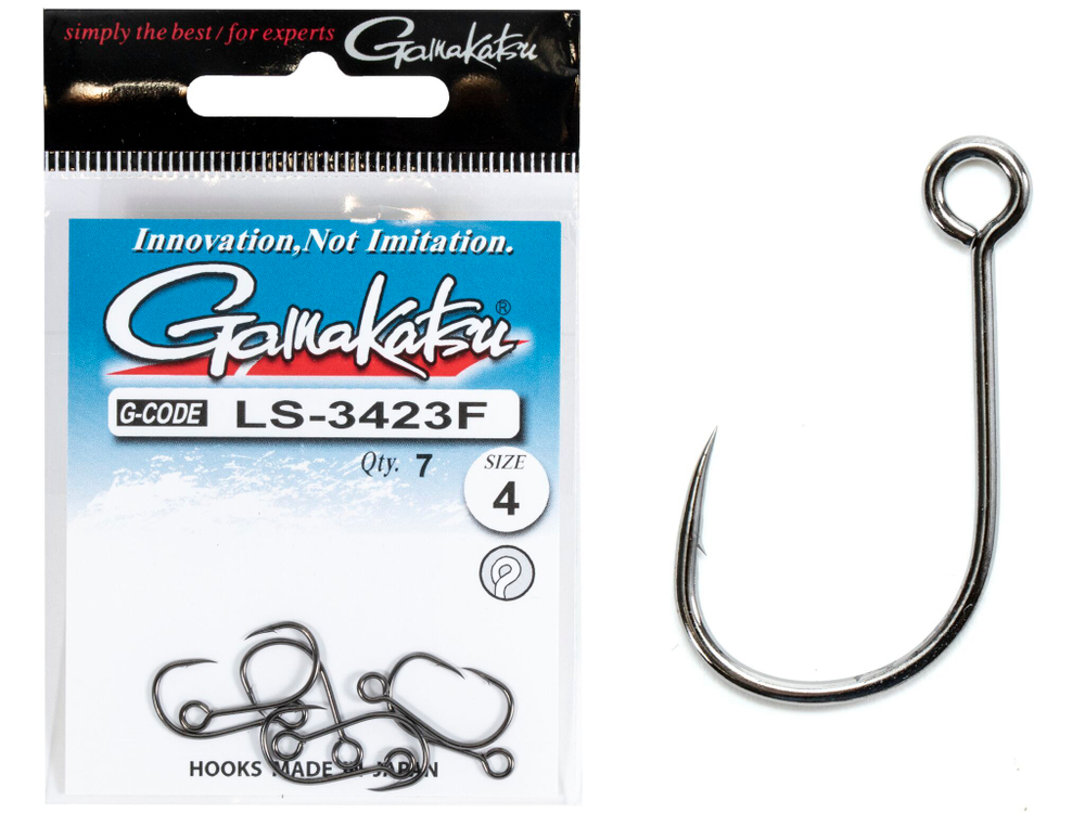Крючки Gamakatsu LS-3423F NEW LABEL HOOKS BLACK разм. 04 7шт.