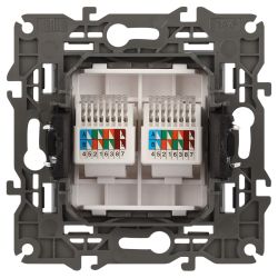 Розетка ЭРА Elegance 14-3108-03 информационная двойная 2хRJ45 IP20 алюминий | Elegance Алюминий