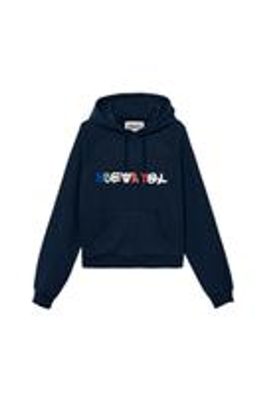 ZARA X BENITO ANTONIO ТОЛСТОВКА С КАПЮШОНОМ И НАШИВКОЙ, СИНИЙ