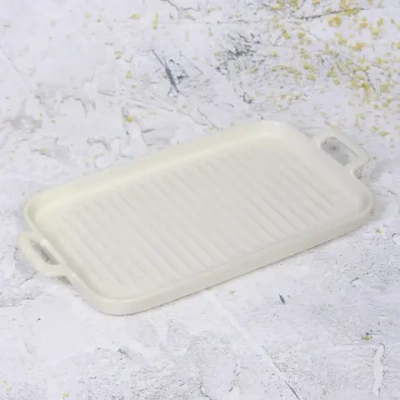 Блюдо керамическое «Акварель» 29*15*2,5см, молочное