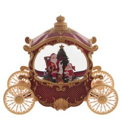 GAEM Изделие декоративное "Дед Мороз в карете" (подсветка, вьюга, AAх3 н/п) L26 W11 H22 см