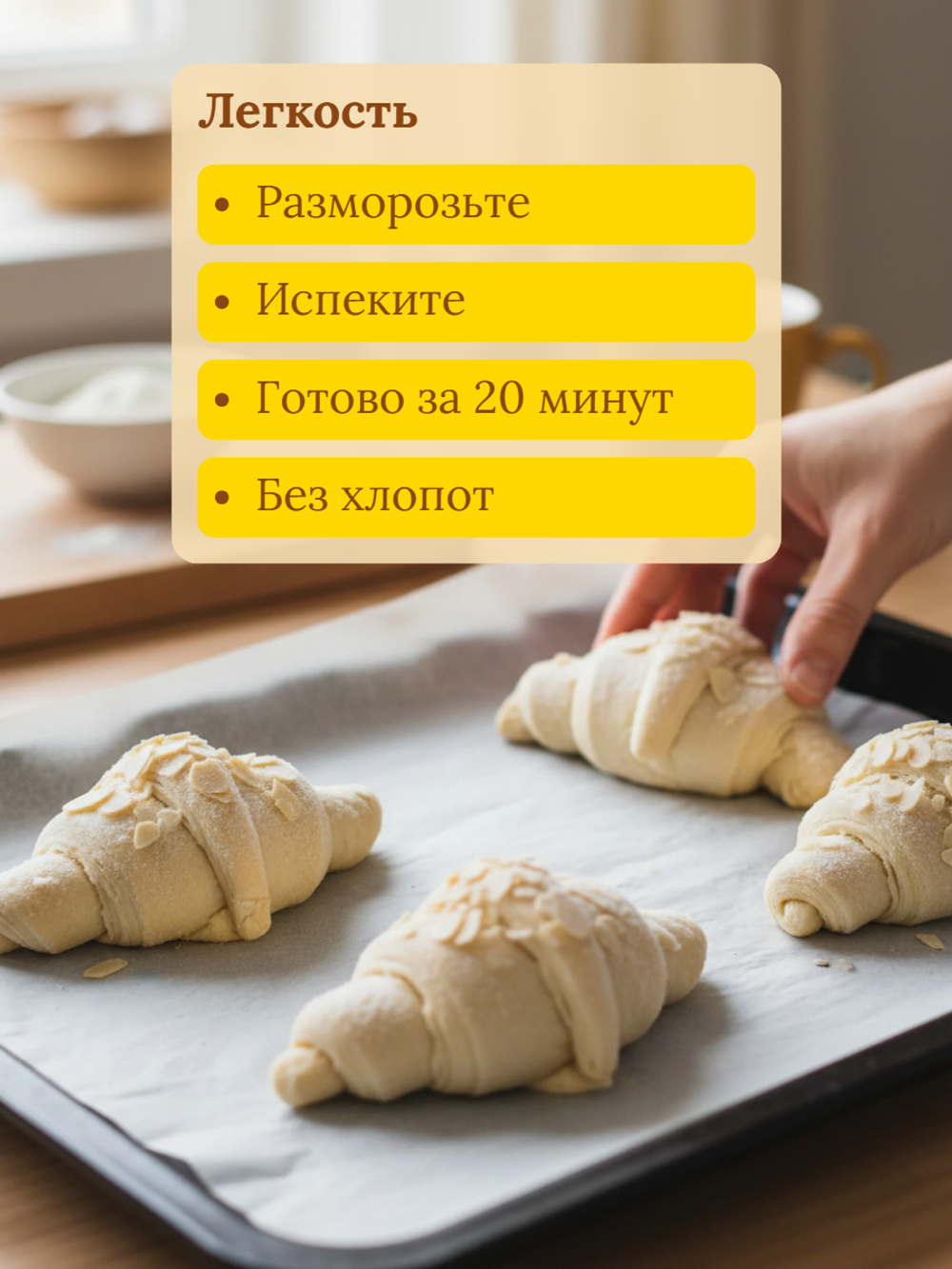 Круассан для выпекания с миндалем и миндальным кремом "Десерт Фентази" 95 гр*30 шт