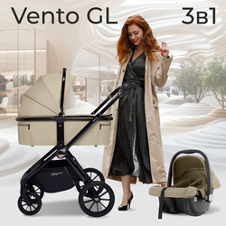 Детская коляска Sweet Baby Vento Black 3 в 1 Beige