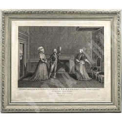 Гравюра «Пий VI принимает наследника русского престола Павла Петровича и его супругу». Рим, 1805 г.