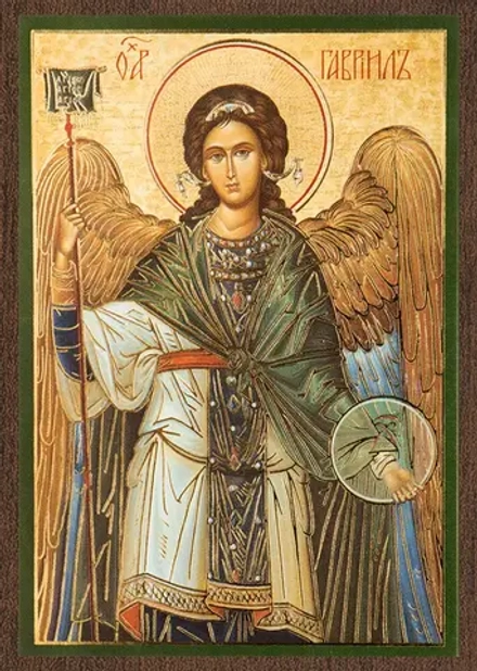 Икона "Архангел Гавриил" вид 2, 6х9 на МДФ-6