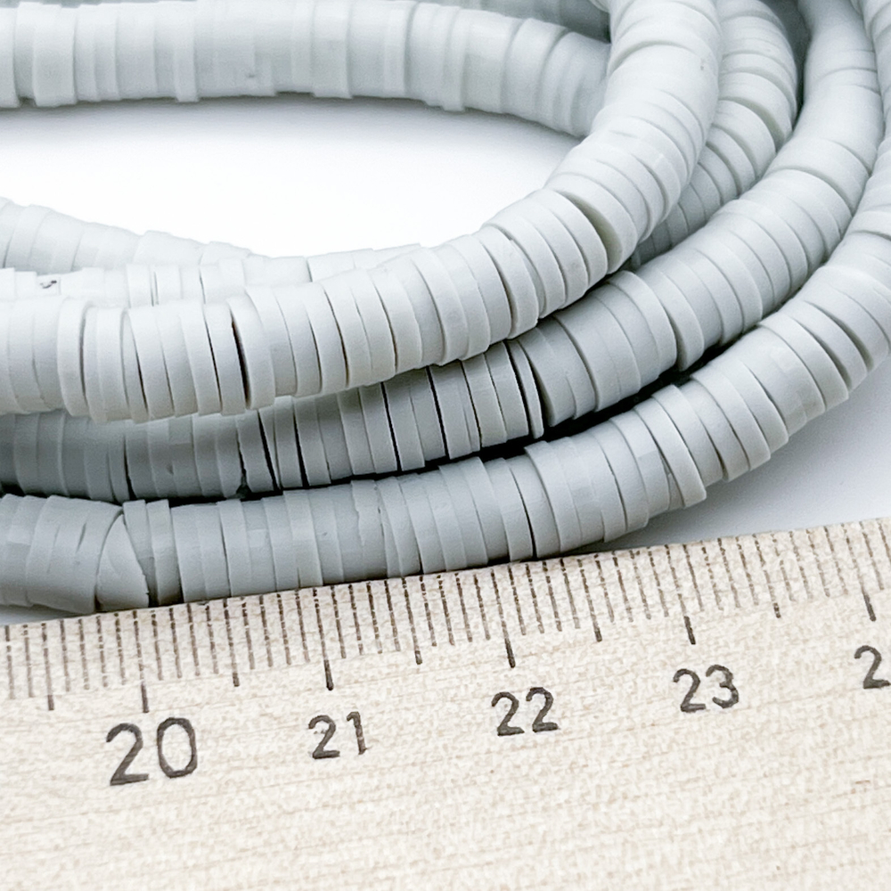 Бусина-диск, цвет светло-серый, размер 6 мм, цена за нить 40 см