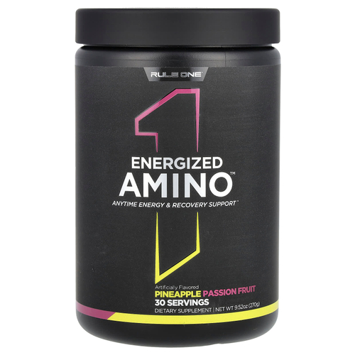 Rule One Proteins, Energized Amino, аминокислоты, ананас и маракуйя, 270 г (9,52 унции)