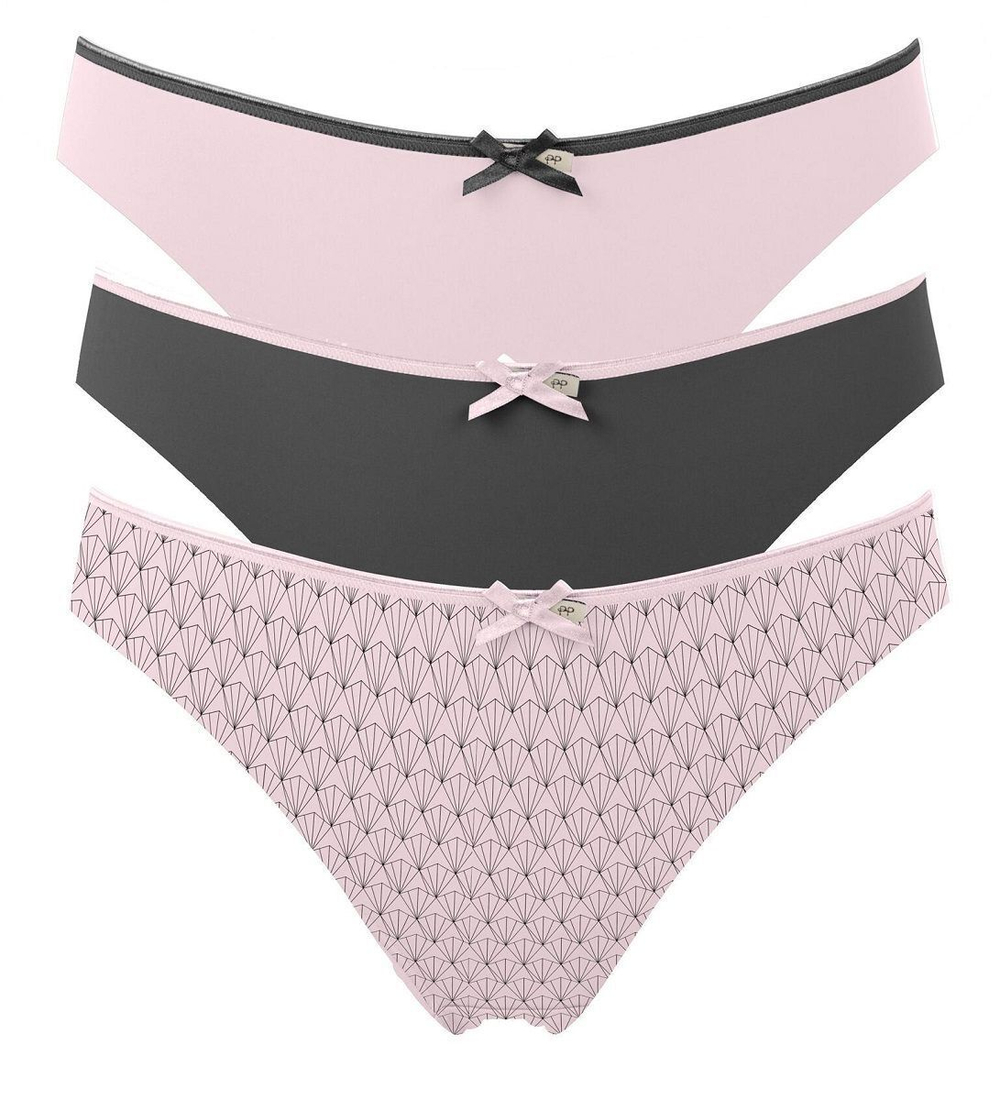 Набор из 3 розово-серых трусиков-слип Olivia (Размер: S) (Цвет: розовый с серым)