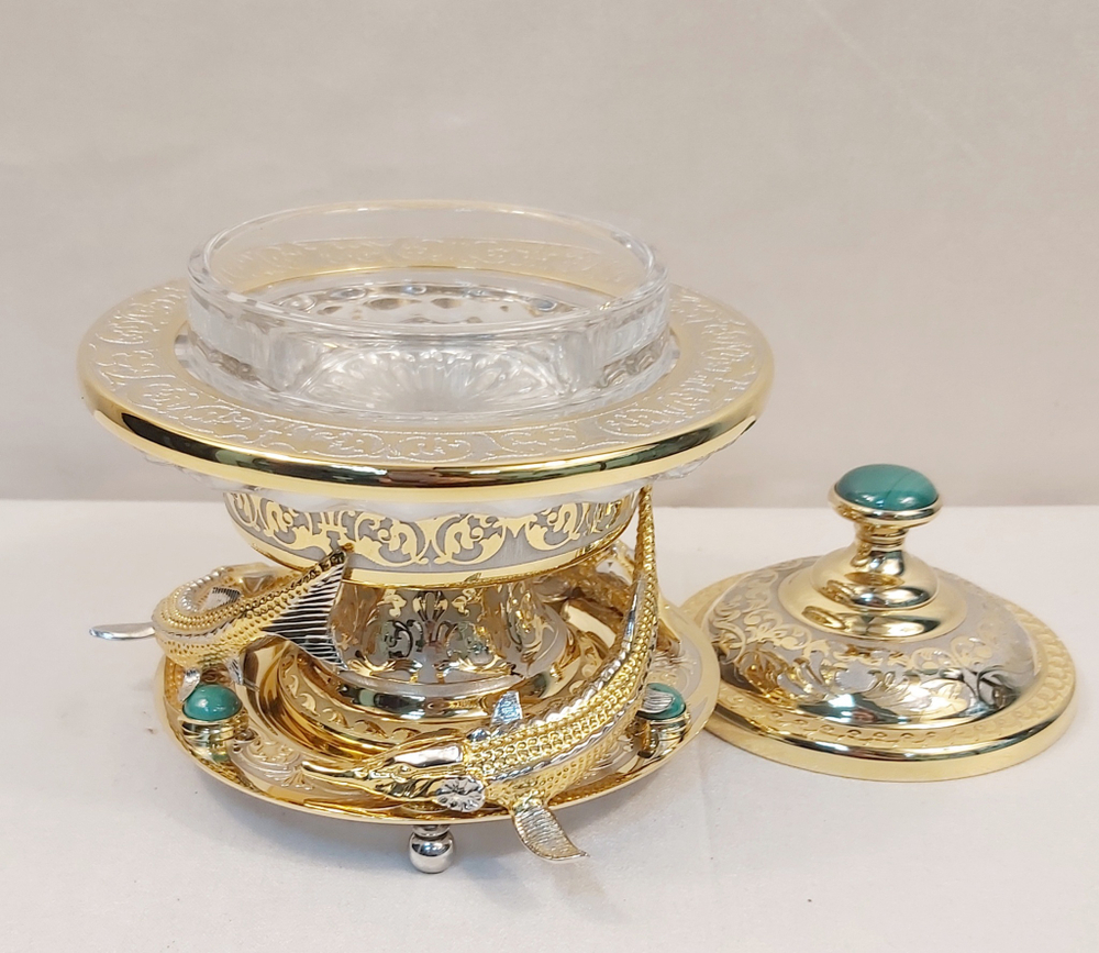 Икорница "Царский подарок" с малахитом