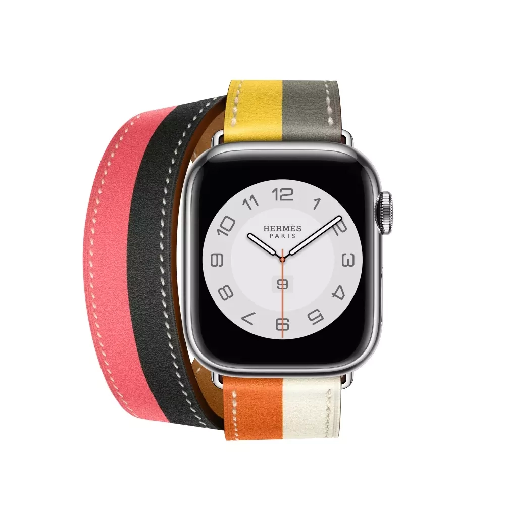 Apple Watch Series 8 Hermes 41mm, двойной кожаный ремешок многоцветный