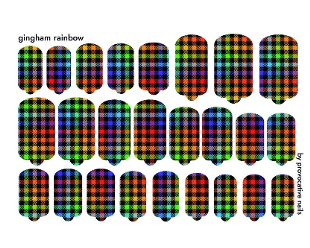 Пленки для маникюра Provocative Nails gingham rainbow
