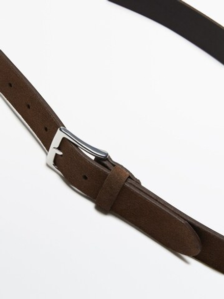 Massimo Dutti Замшевый кожаный ремень, табачный