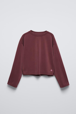 ZARA ТОЛСТОВКА С ОТДЕЛКОЙ В РУБЧИК, ЦВЕТ БУРГУНДСКОГО ВИНА