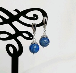Серебряные серьги с лазуритом и жемчугом