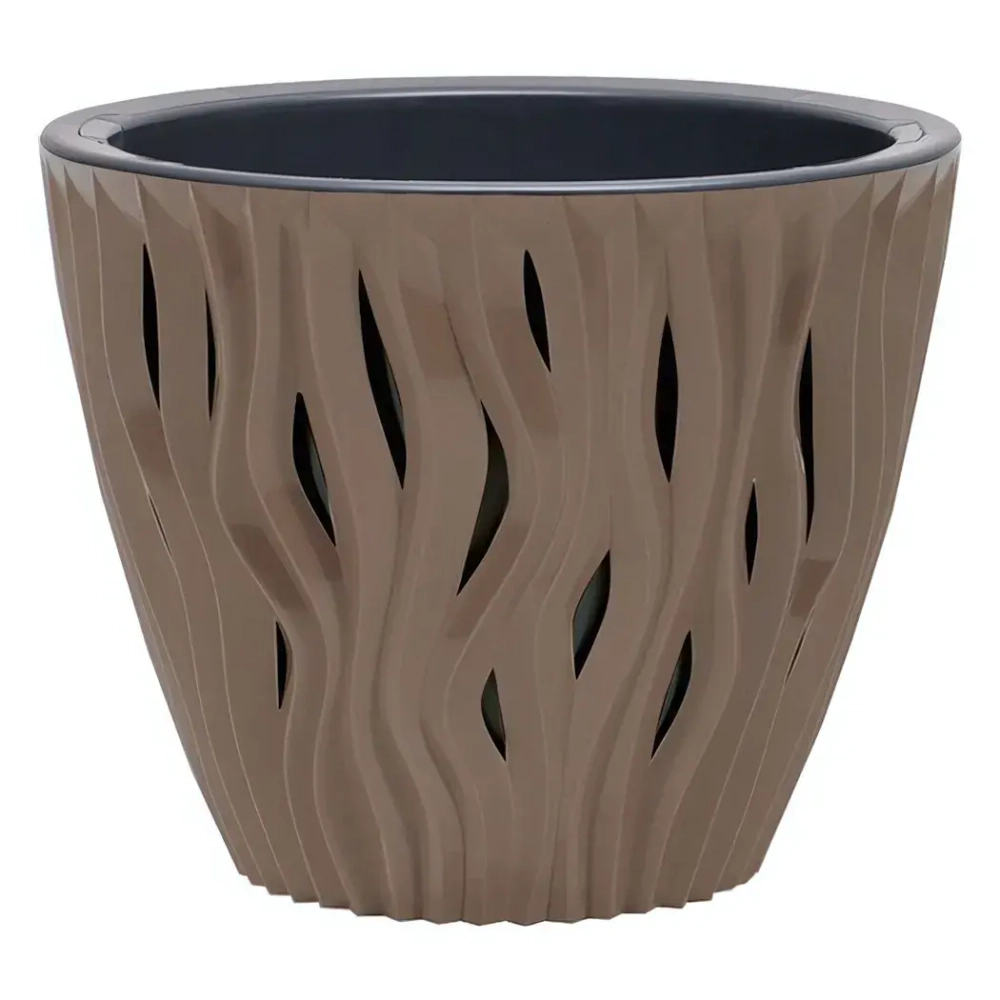 Кашпо для цветов пластиковое 5,7л d-23,5 см «Вдохновение» Мокачино