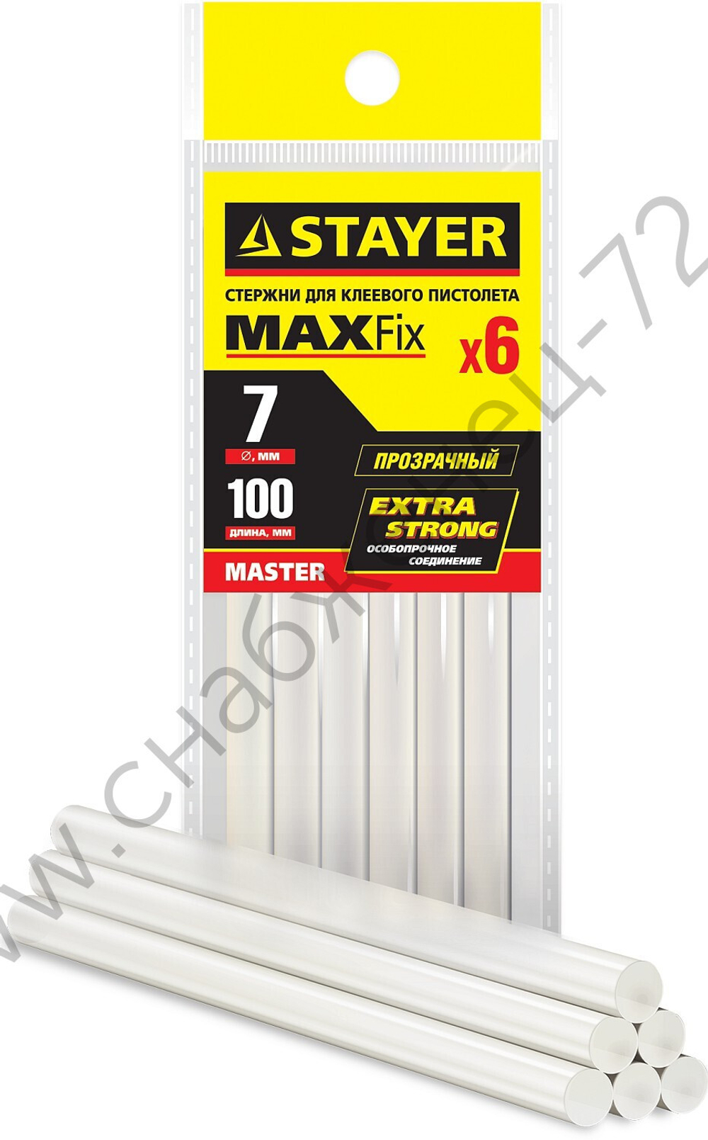 STAYER Cristal 7х100 мм, 6 шт, Универсальные клеевые стержни прозрачные, (2-06817-T-S06)