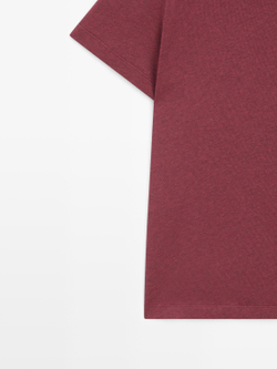Massimo Dutti Легкая меланжевая футболка из хлопка, сливовый