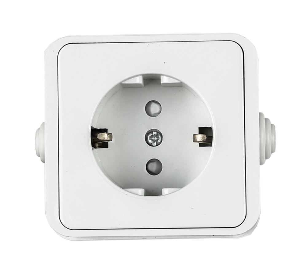 Розетка  1-местная с/з AQUA белая полугерм. IN HOME