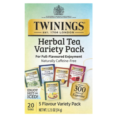 Twinings, Ассорти из травяных чаев, смешанный набор, без кофеина, 20 чайных пакетиков, 34 г (1,23 унции)