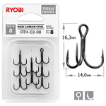 Крючок тройник рыболовный RYOBI RTH-03 №08 ( упк. по 8шт.). Товар уцененный