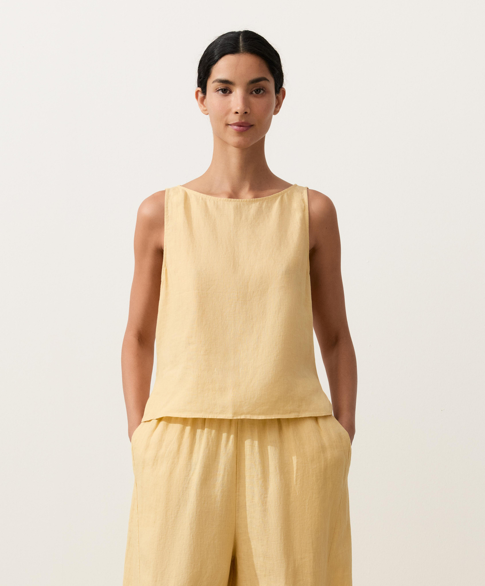 Oysho Топ из 100% льна, светло-желтый