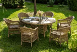 "Эспрессо-150 S" обеденная группа плетеная, цвет соломенный