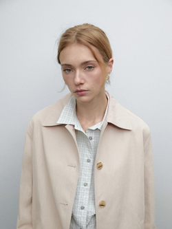 Massimo Dutti Легкое пальто из смесового хлопка с пуговицами, натуральный, кремовый