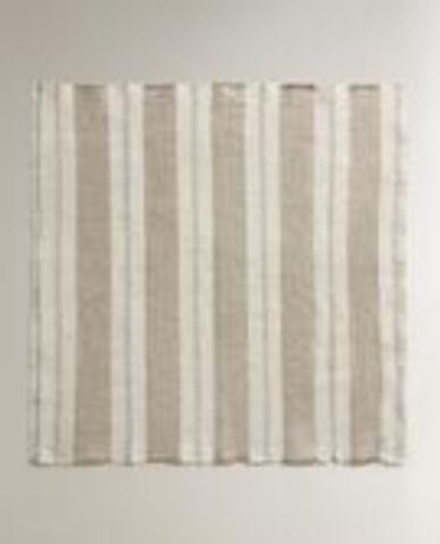ZARA HOME ПЛОТНЫЕ ЛЬНЯНЫЕ САЛФЕТКИ В ПОЛОСКУ (НАБОР ИЗ 2 ШТ.), ЭКРЮ