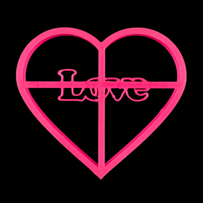 Вырубка для пряника "Сердце Love" с оттиском