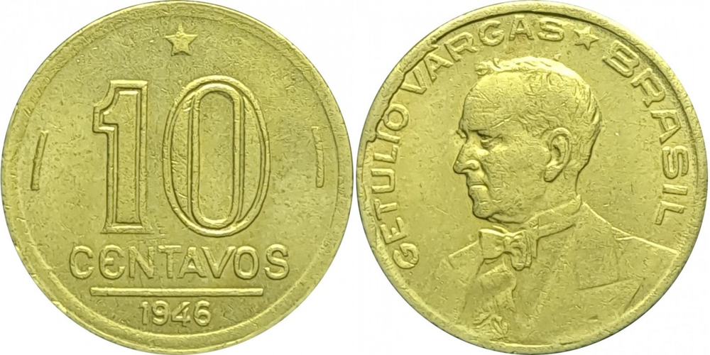 Бразилия 10 сентаво, 1943 - 1947 Жетулиу Варгас XF
