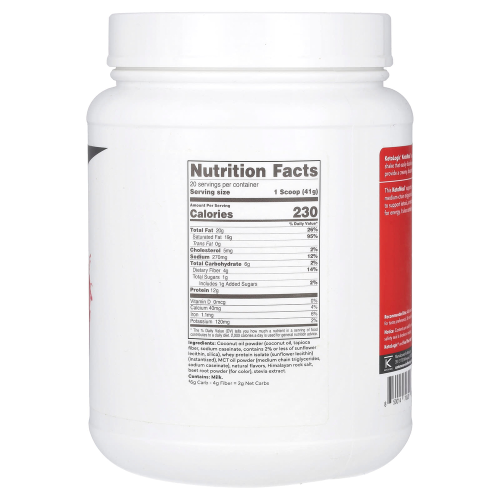 KetoLogic, кетодиета, со вкусом клубники, 800 г (1,8 фунта)