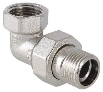 Сгон разъемный (американка) Valtec 1" ВР/НР угловой латунь никел. VTr.098.N.0006