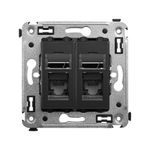 Компьютерная розетка RJ-45 в стену, кат.6 двойная,"Avanti", "Черный матовый"