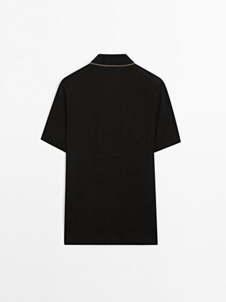Massimo Dutti Поло из смесового хлопка, черный