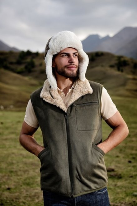 Жилет мужской из овчины "Универсал" зеленый