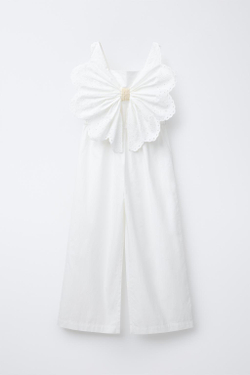 ZARA КОМБИНЕЗОН С ВЫШИВКОЙ «БАБОЧКА», ЖЕЛТОВАТО-БЕЛЫЙ