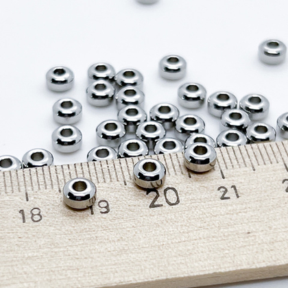 Бусина, сталь, размер 5*3 мм, цена за 10 шт