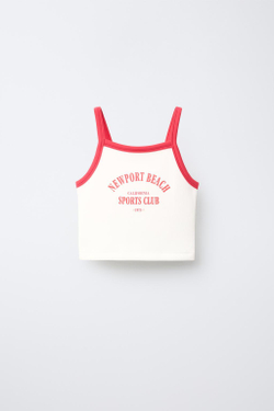 ZARA ТОП ИЗ МОДАЛА С НАДПИСЬЮ, БЕЛЫЙ