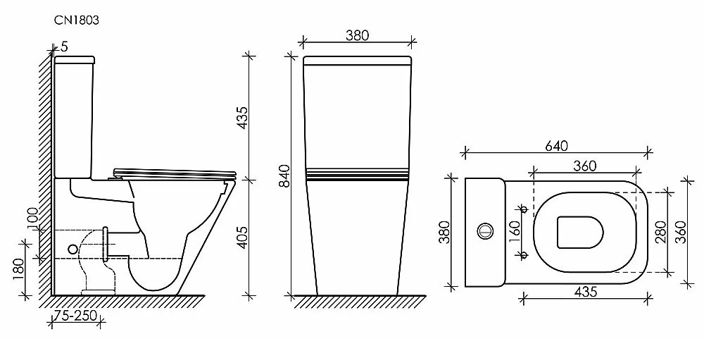 Унитаз напольный Ceramica Nova Cubic CN1803 безободковый, с бачком, с крышкой микролифт