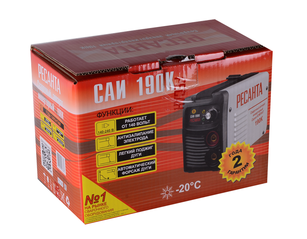 Сварочный аппарат инверторный Ресанта САИ 190К (компакт)
