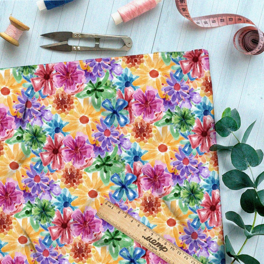 Ткань муслин пастельные цветы прованса