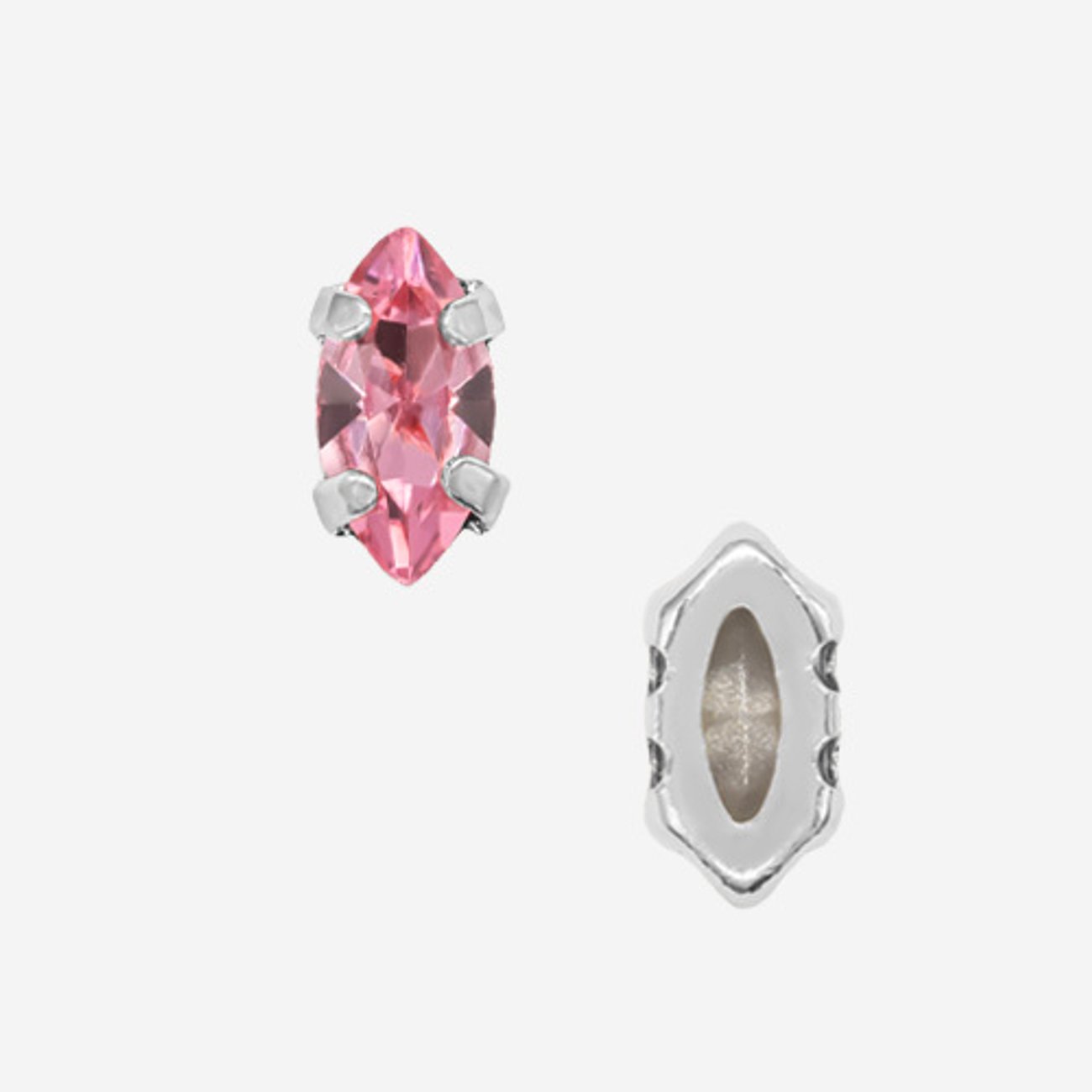 Кристалл Маркиз (Marquise Fancy Stone) в цапах, оттенок "Светлая Фуксия"/"Light Fuchsia", 6*3мм, родирование
