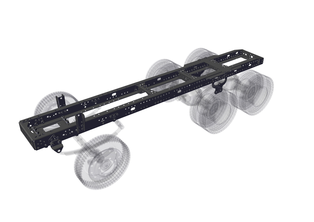 The middle frame for a tractor truck with a wheel formula of 6x2 / 6x4. Length 500mm