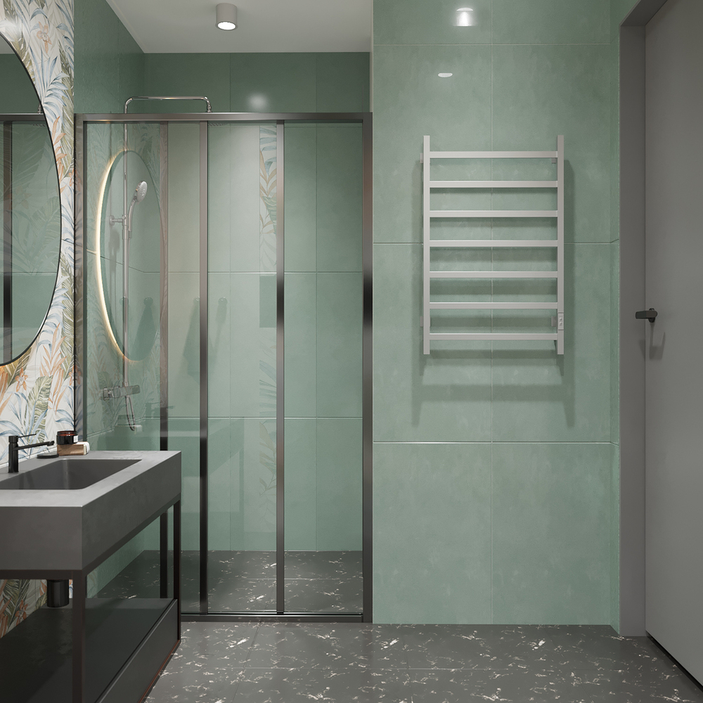 Полотенцесушитель MIXLINE FAVORITE  80х50 (таймер, 416 Вт, 7 перекладин) электрический МАТОВЫЙ ХРОМ