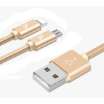 АЗУ с кабелем lightning/micro 2USB 2.1А  Modocee (M3) gold