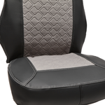 Чехлы VOLVO FH-12 после 2003 года: два высоких сиденья, ремни из сиденья (есть вырезы под ремень) (экокожа, черный, серая вставка)