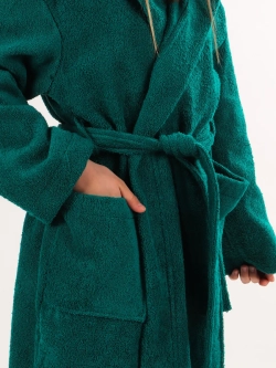 Халат детский махровый "Элит" с капюшоном, цвет: 507-Темно-зеленый